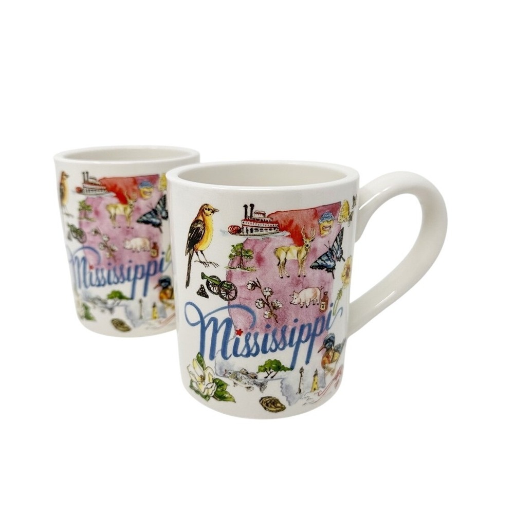 SET OF 2 ROSANNE BECK MISSISSIPPI STATE MUGS BY BOSTON INTERNATIONAL